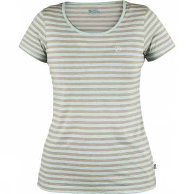 Playeras Fjallraven High Coast Stripe Mujer Verde - Chile LAJ804367